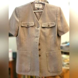 Vintage Le Suit Petites Womens Short Sleeve Blazer